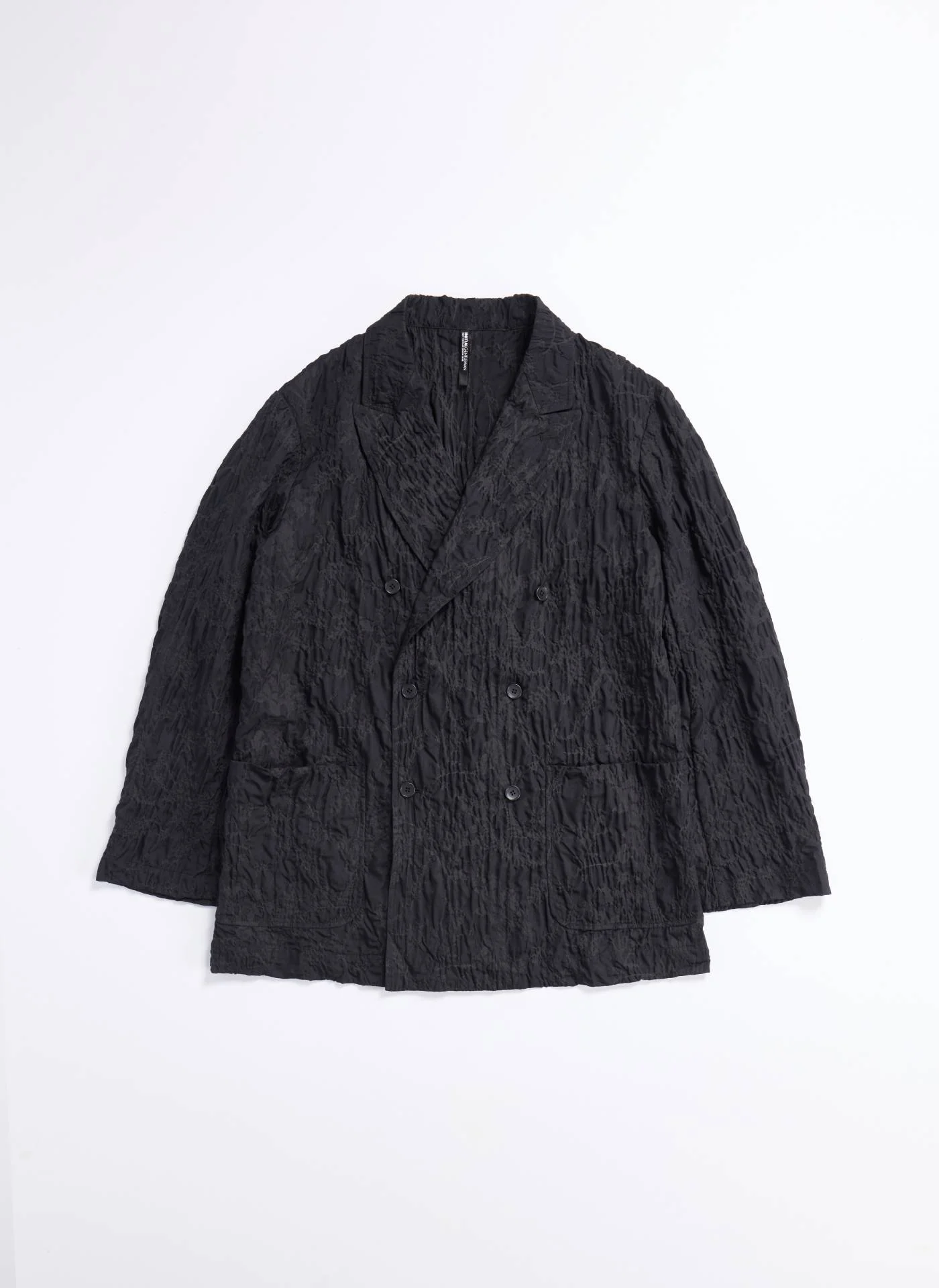 Embossed Fabric Double Breasted Blazer - Hudung