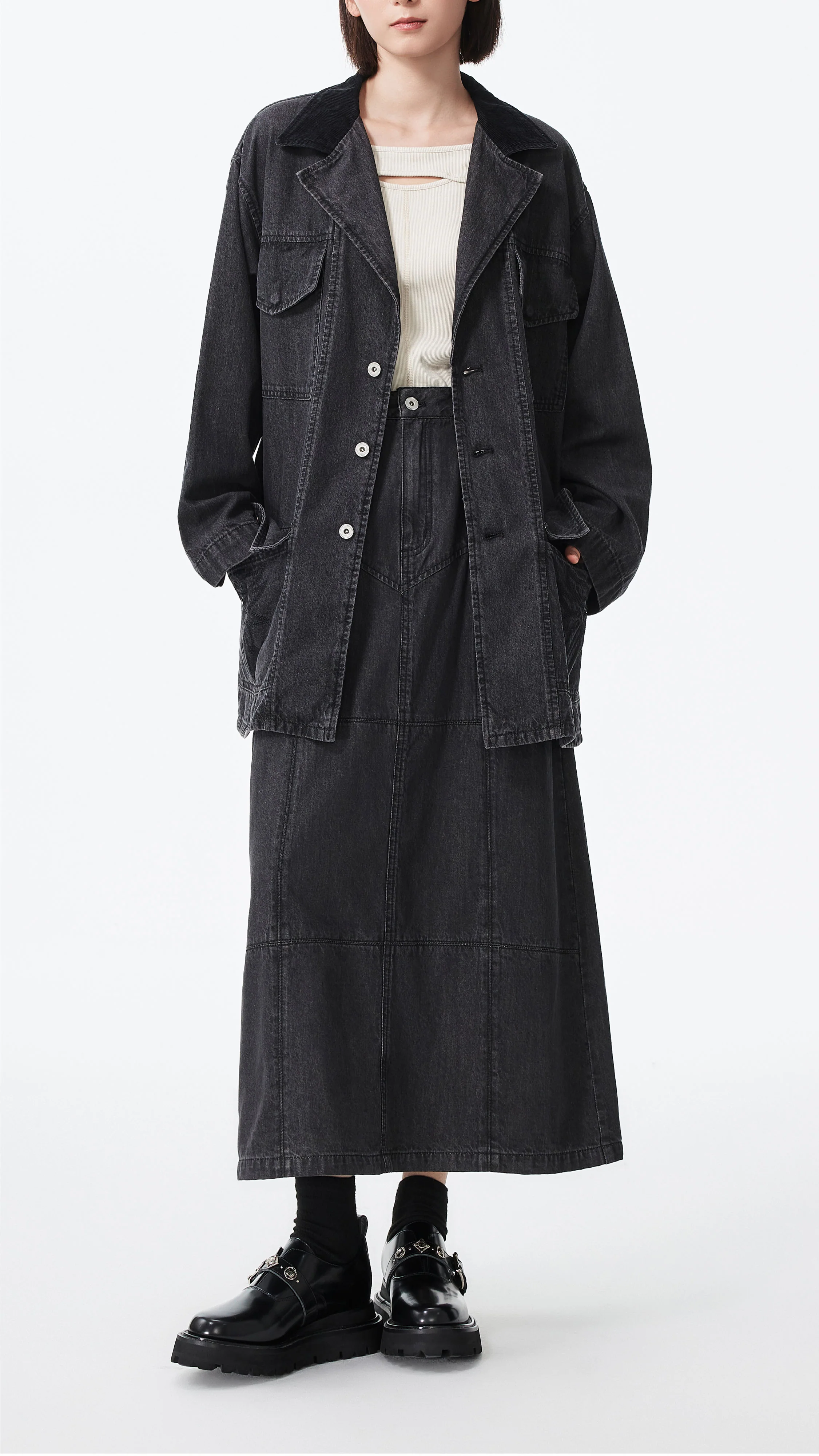 Western Denim Pencil Skirt - Hudung