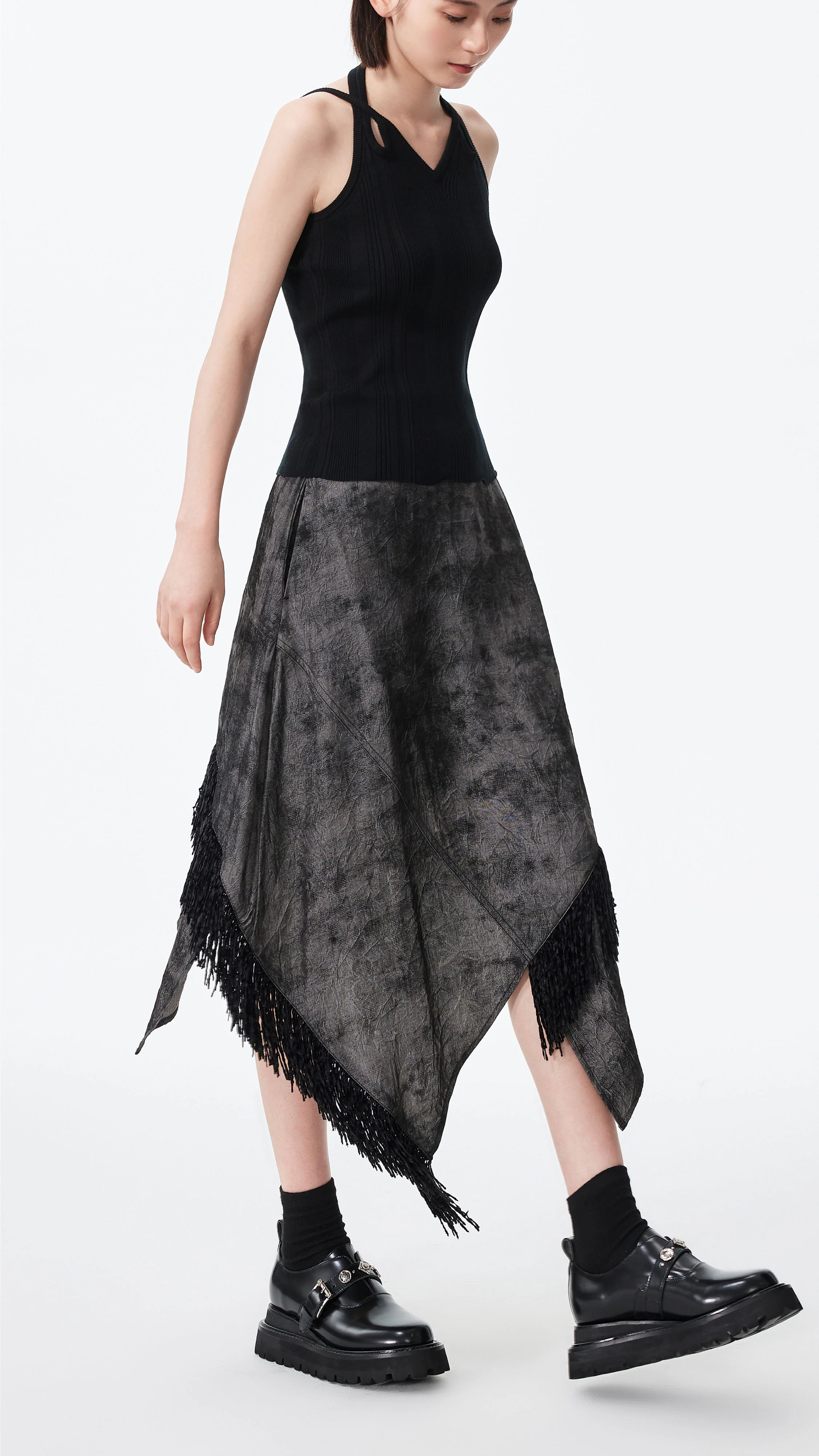 Western Faux Denim Pencil Skirt - Hudung