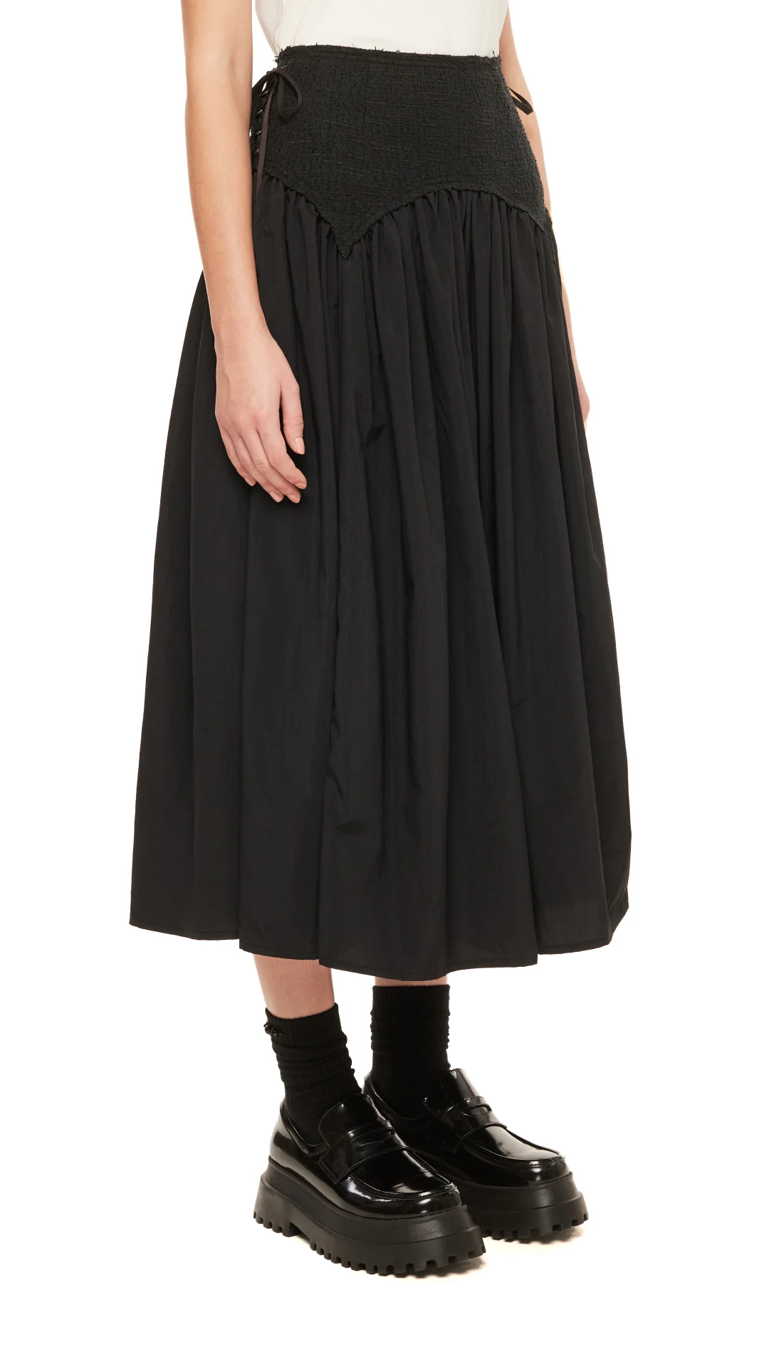 Tweed Lace-Up Skirt - Hudung