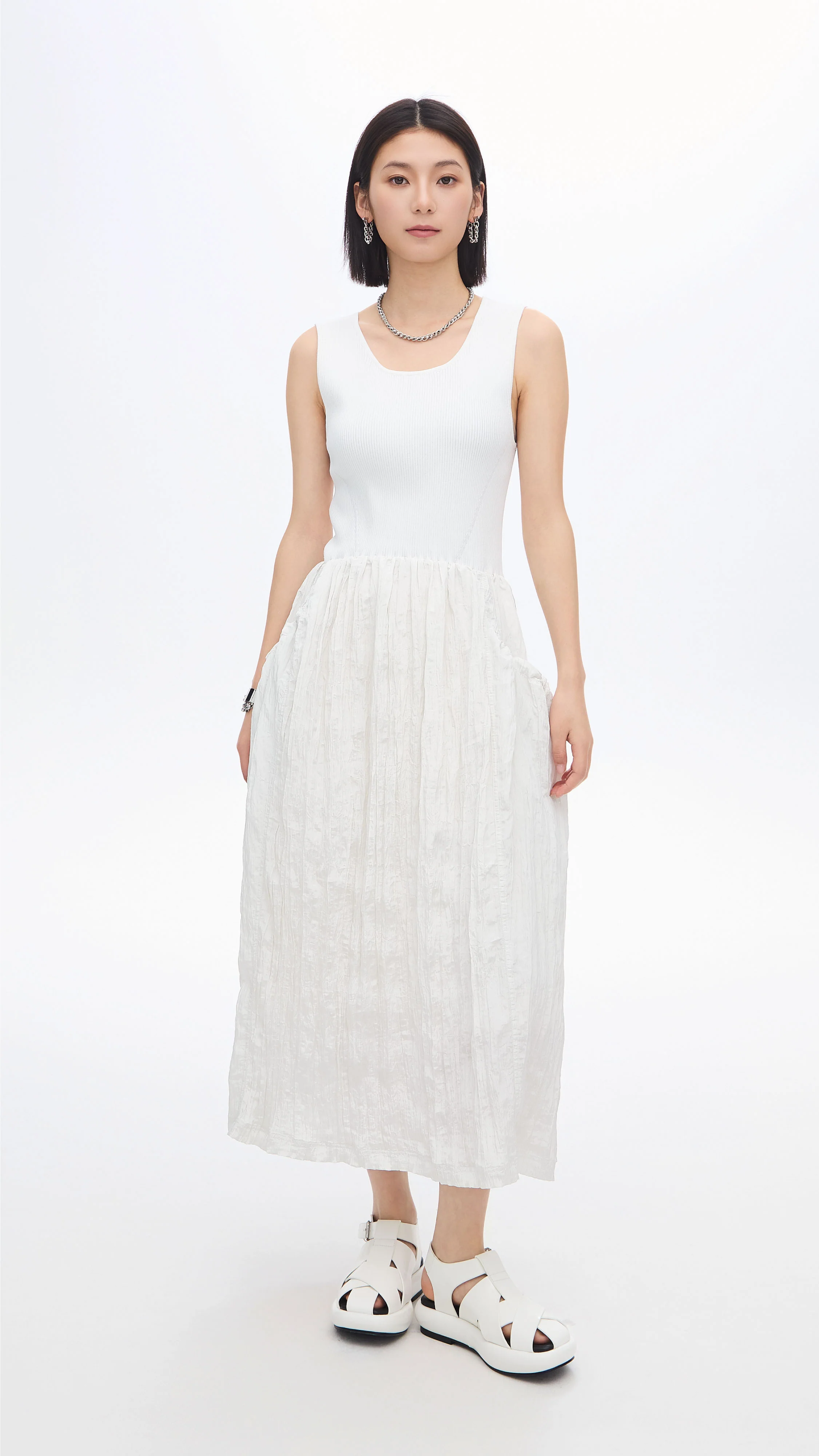 Nylon Patch Knit Dress - Hudung