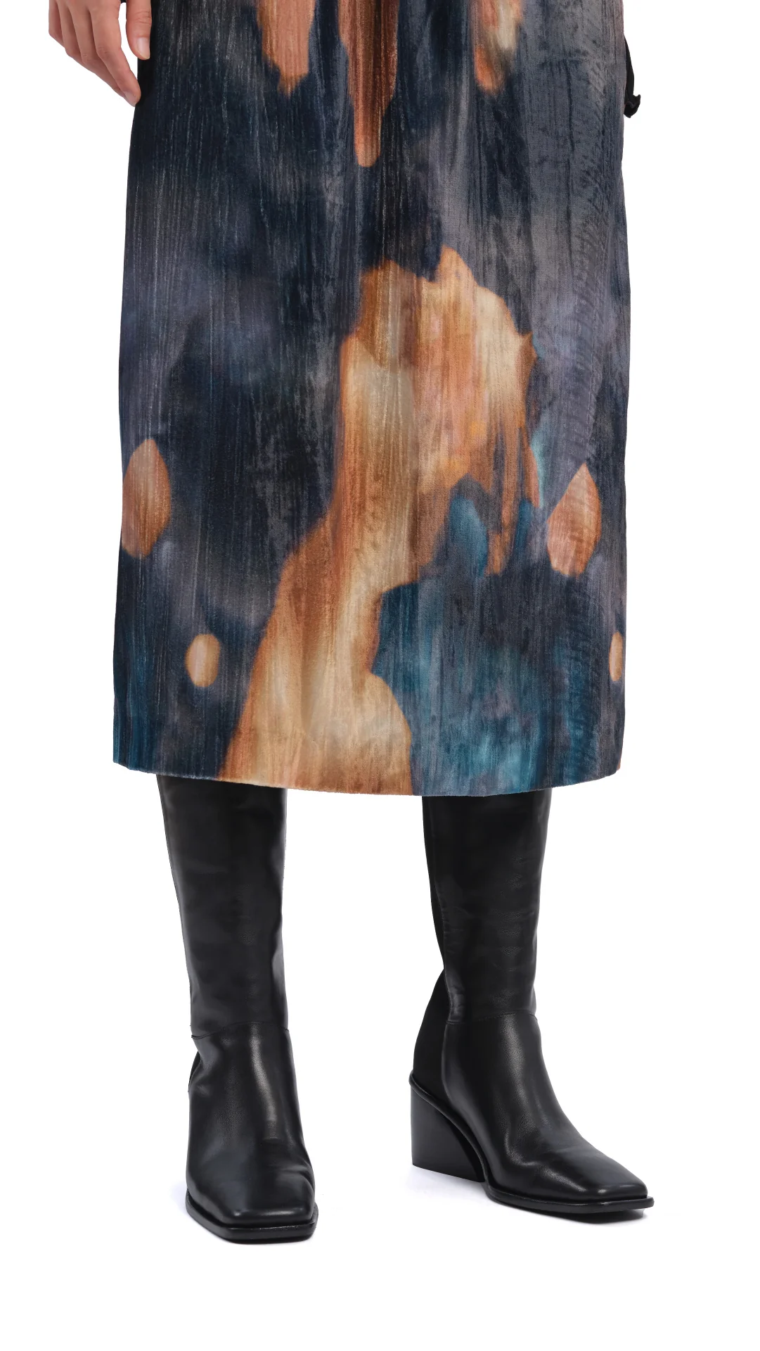 Knee-Length Panelled Leather Boots - Hudung