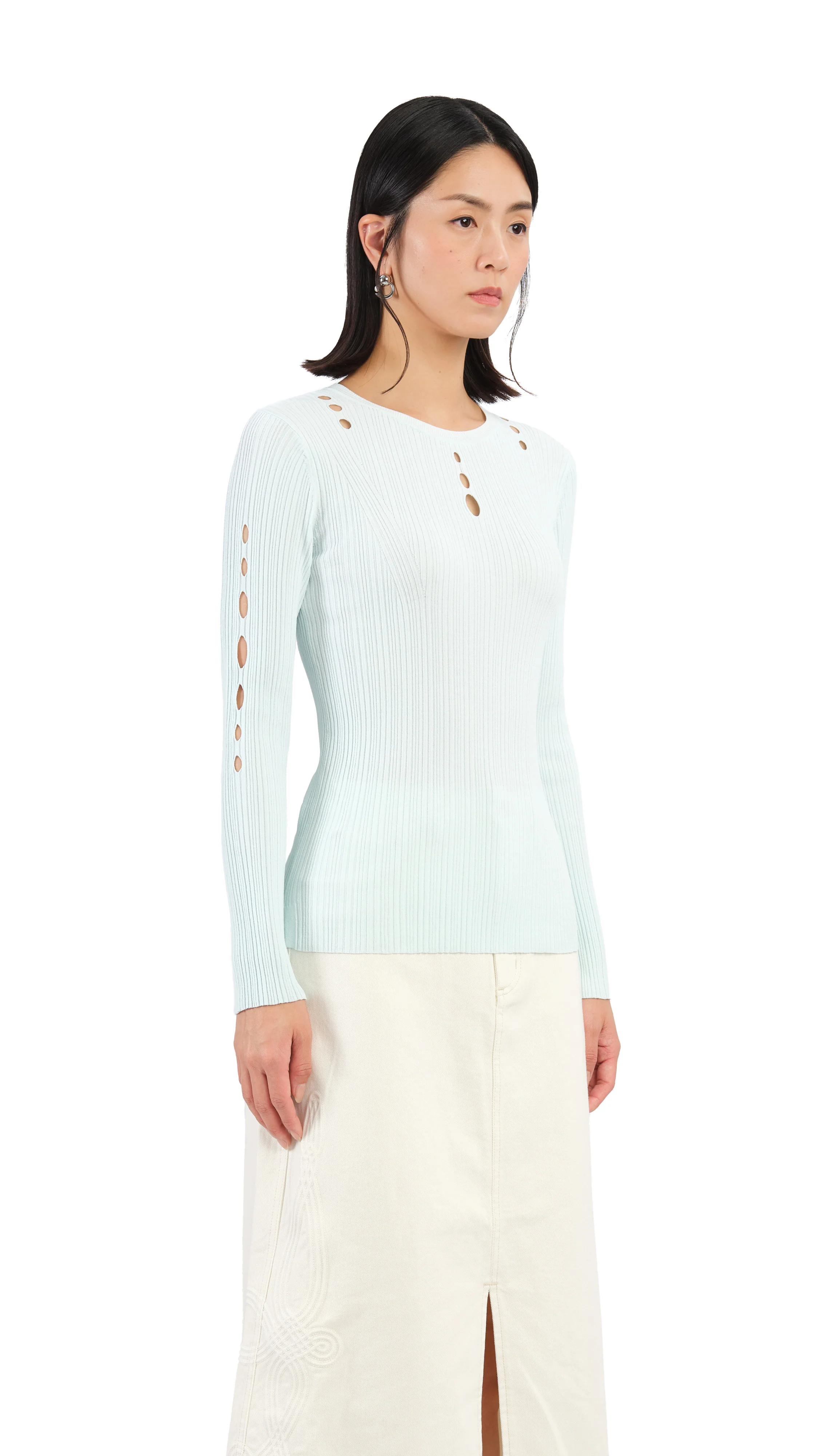 Slash Cut-Out Sweater - Hudung