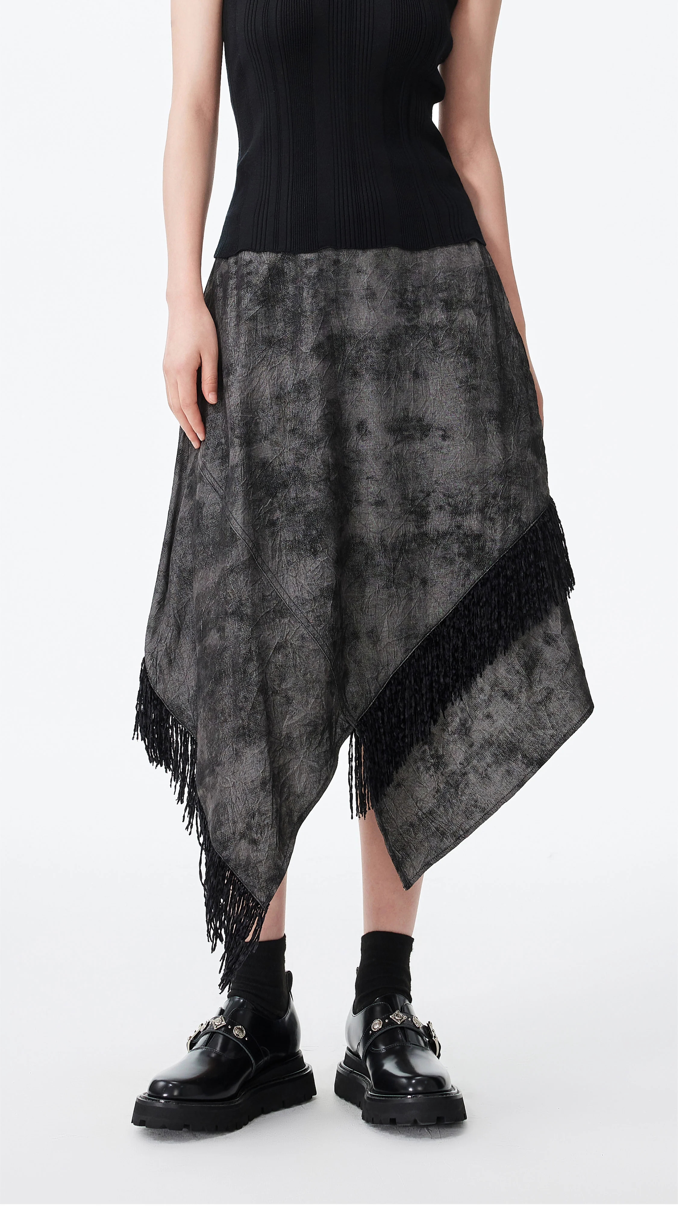 Western Faux Denim Pencil Skirt - Hudung