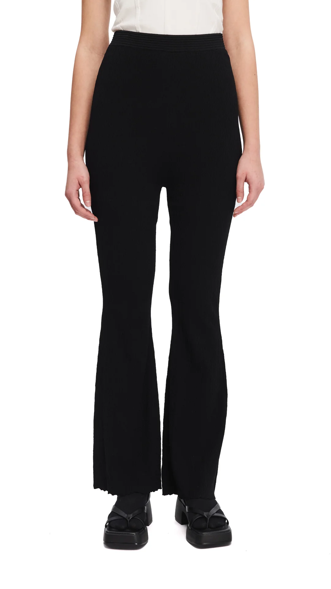 Knitted Boot-cut Pants - Hudung