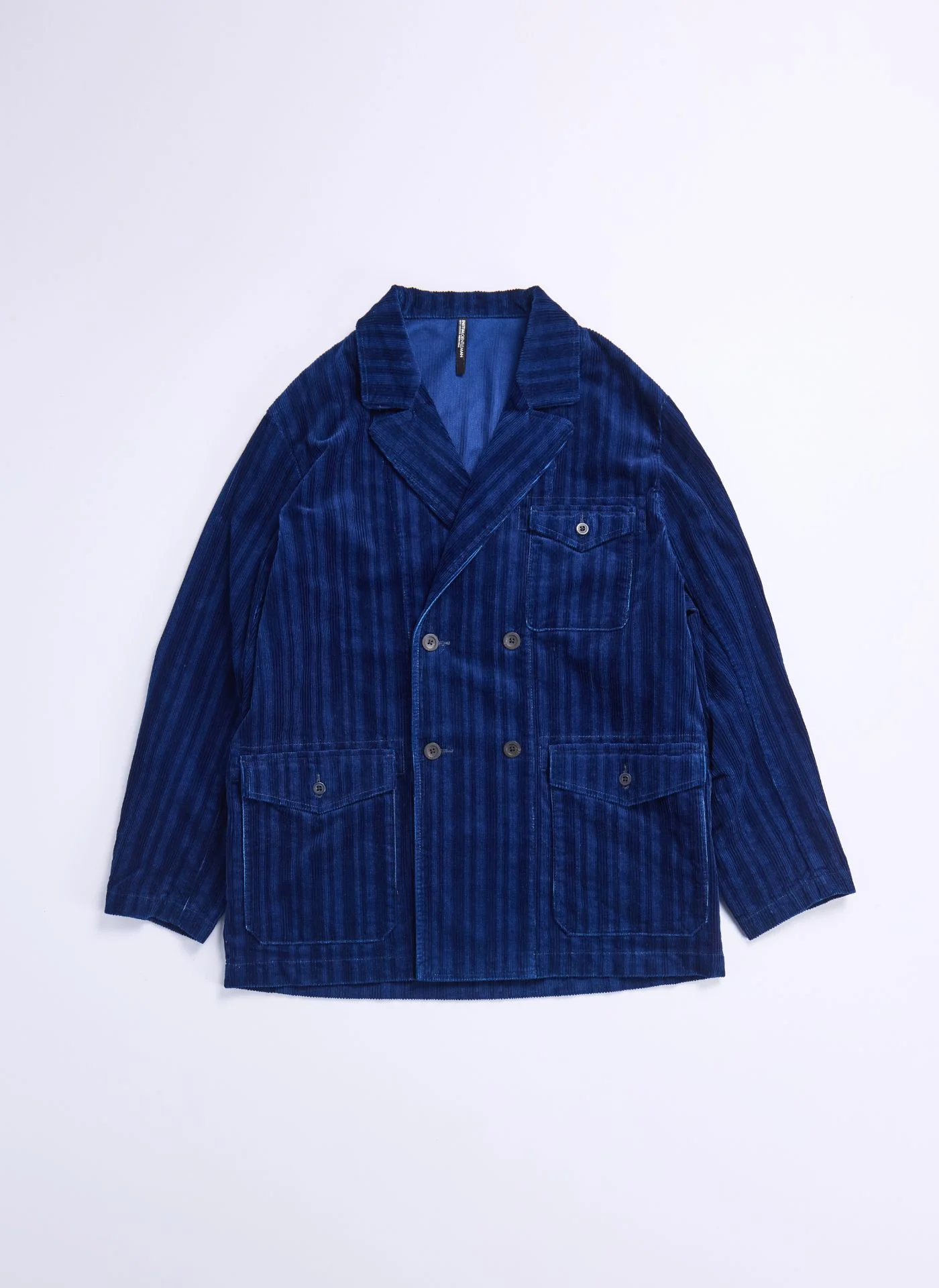 Indigo Cotton Corduroy Double Breasted Soft Blazer - Hudung