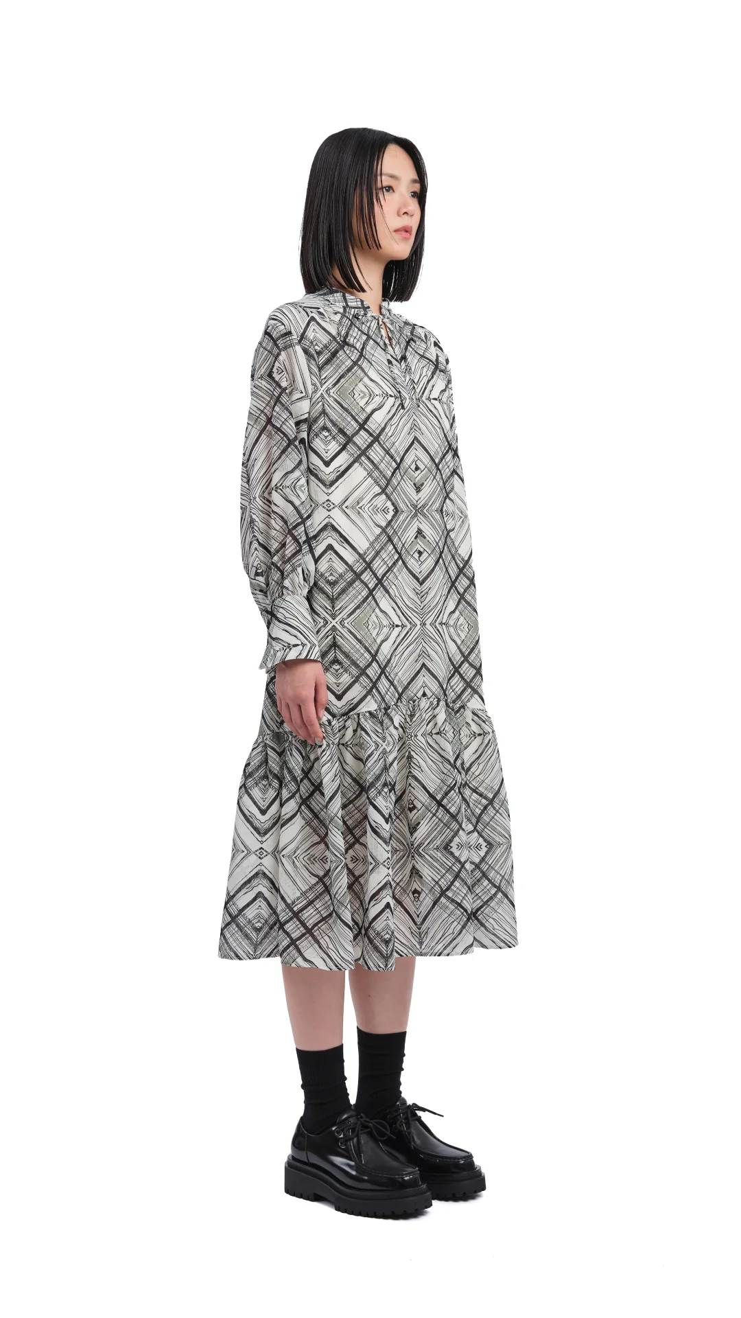 Handcrafted Checker Printed Shirt Dress - Hudung