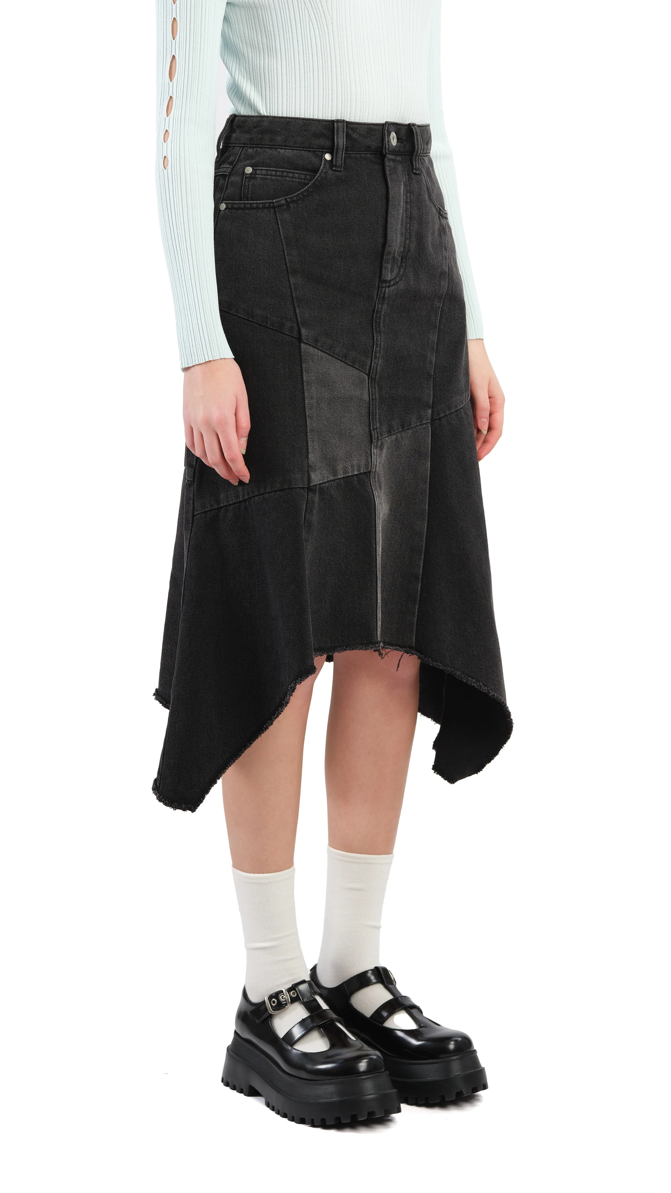 Rebuilt Denim Fishtail Skirt - Hudung
