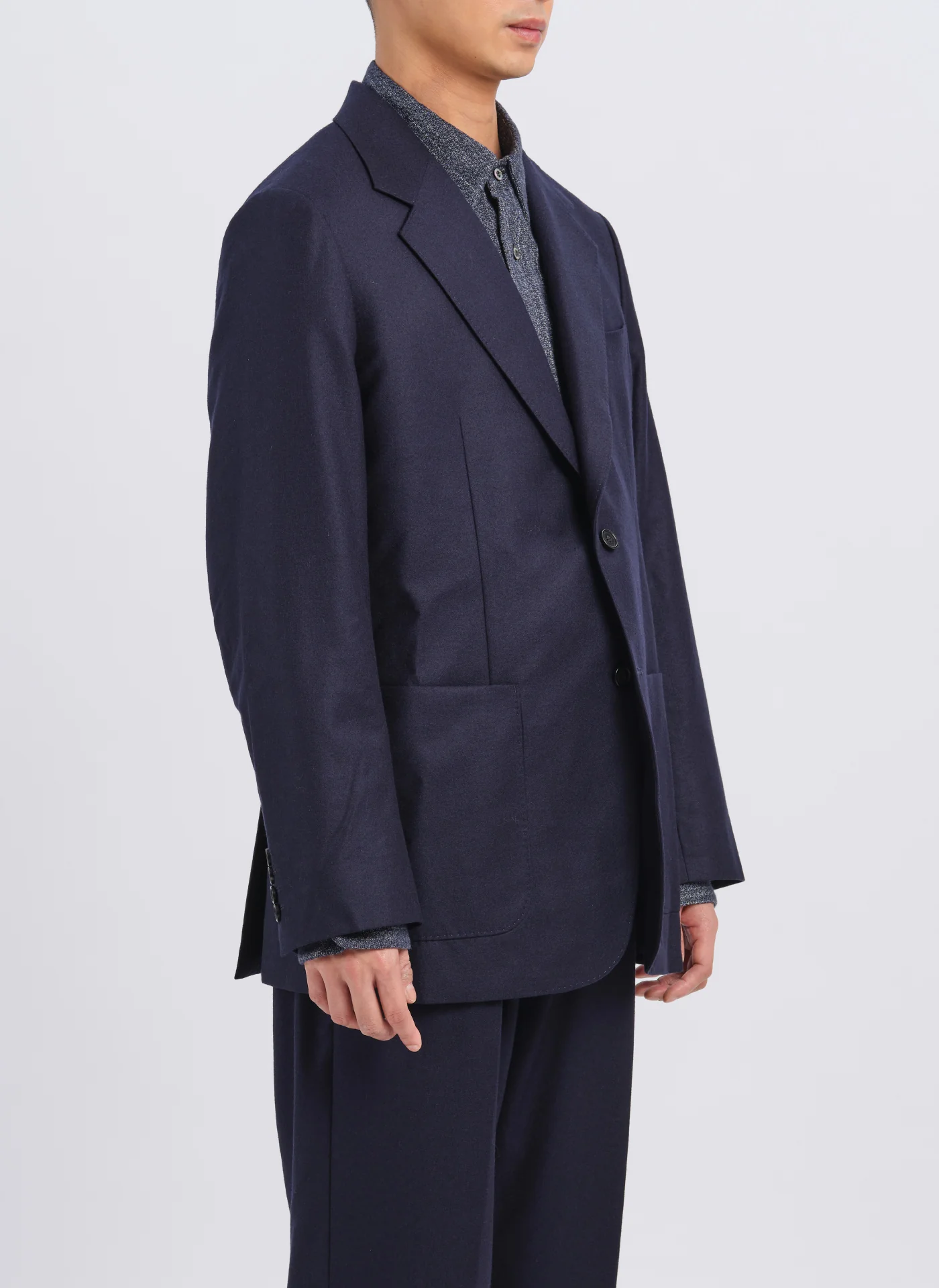 Marzotto Extrafine Wool Construction Suit Blazer - Hudung