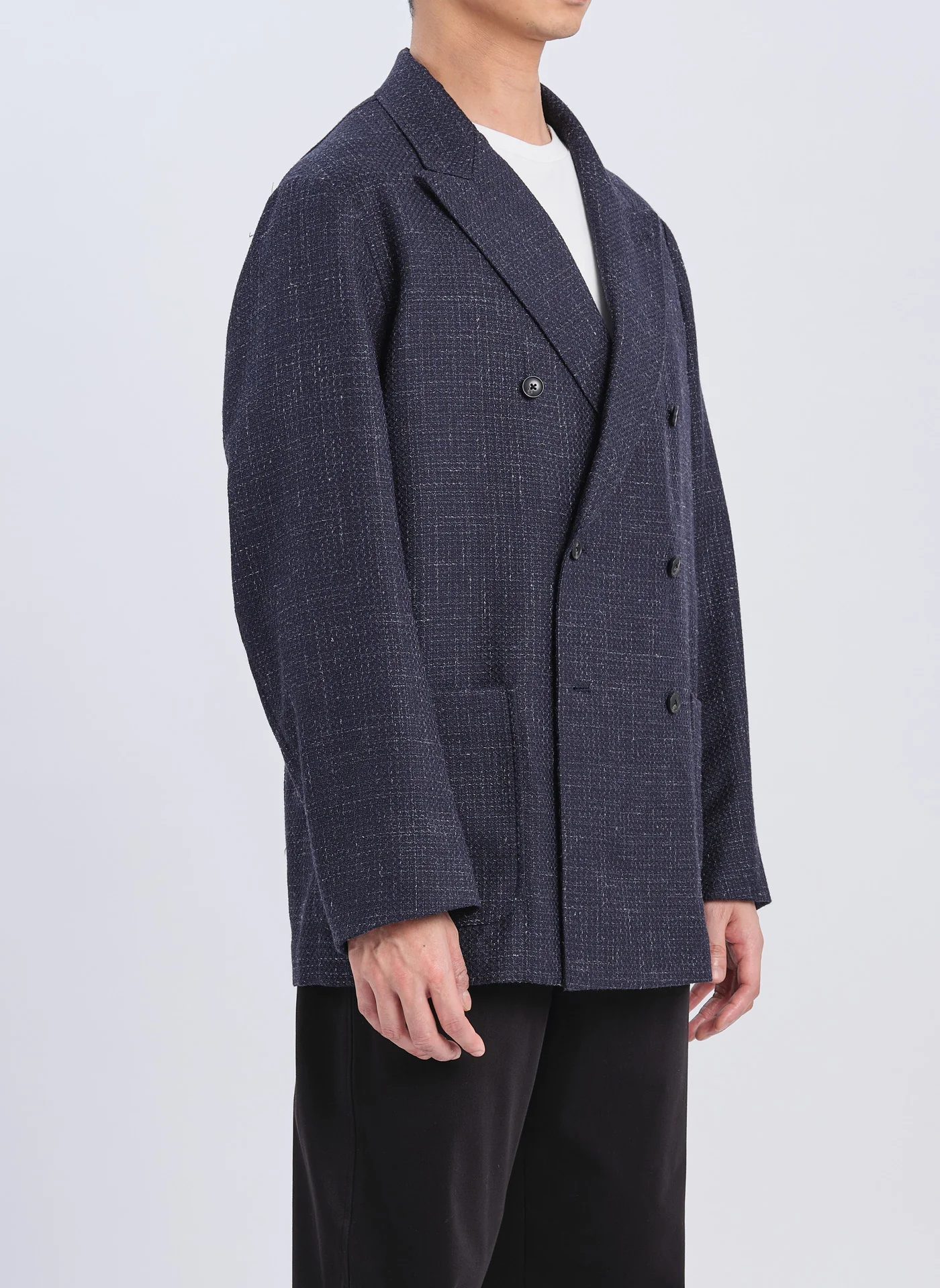 Marzotto Wool Silk Linen Soft Double Breasted Blazer - Hudung