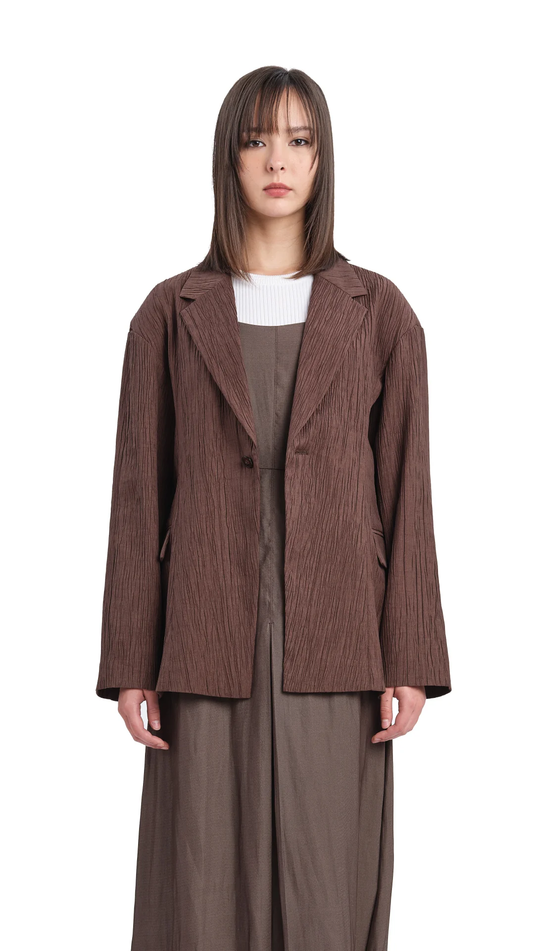 Single Breasted Slim Cut Blazer - Hudung