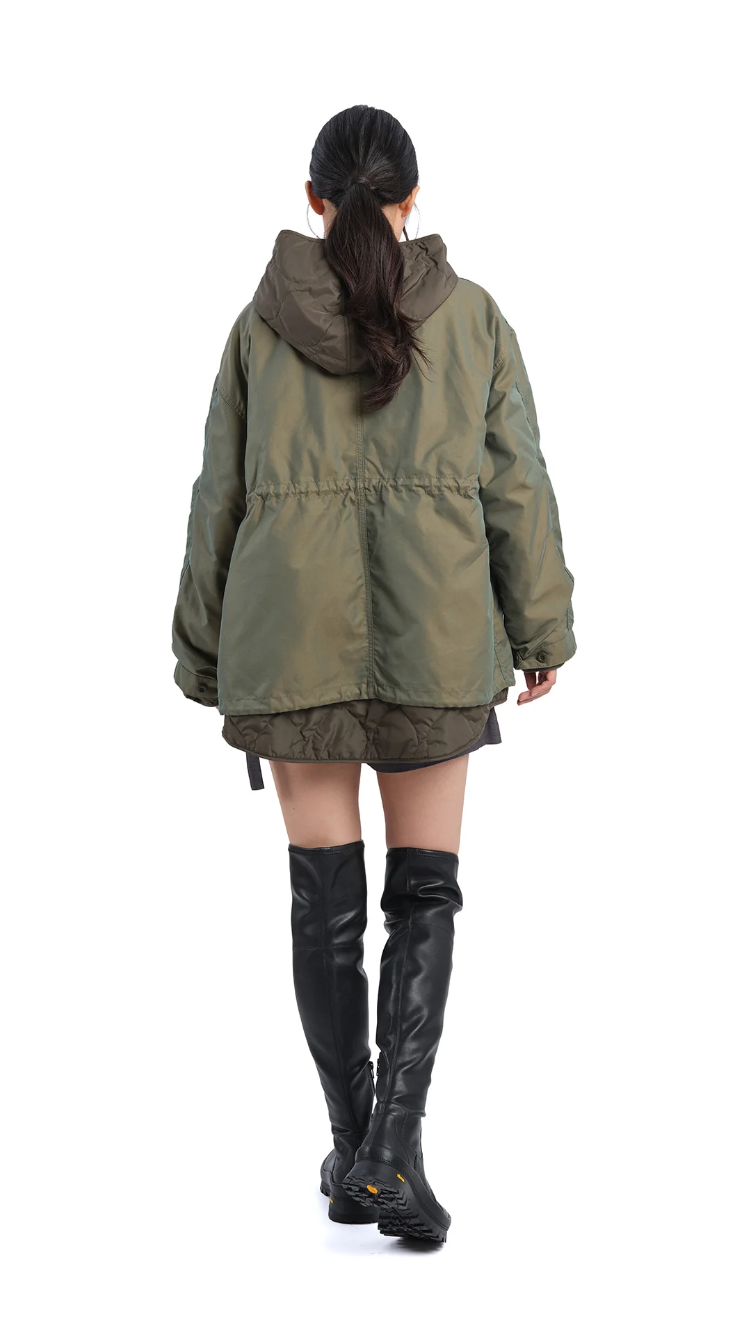 Thigh-High Faux Leather Boots - Hudung