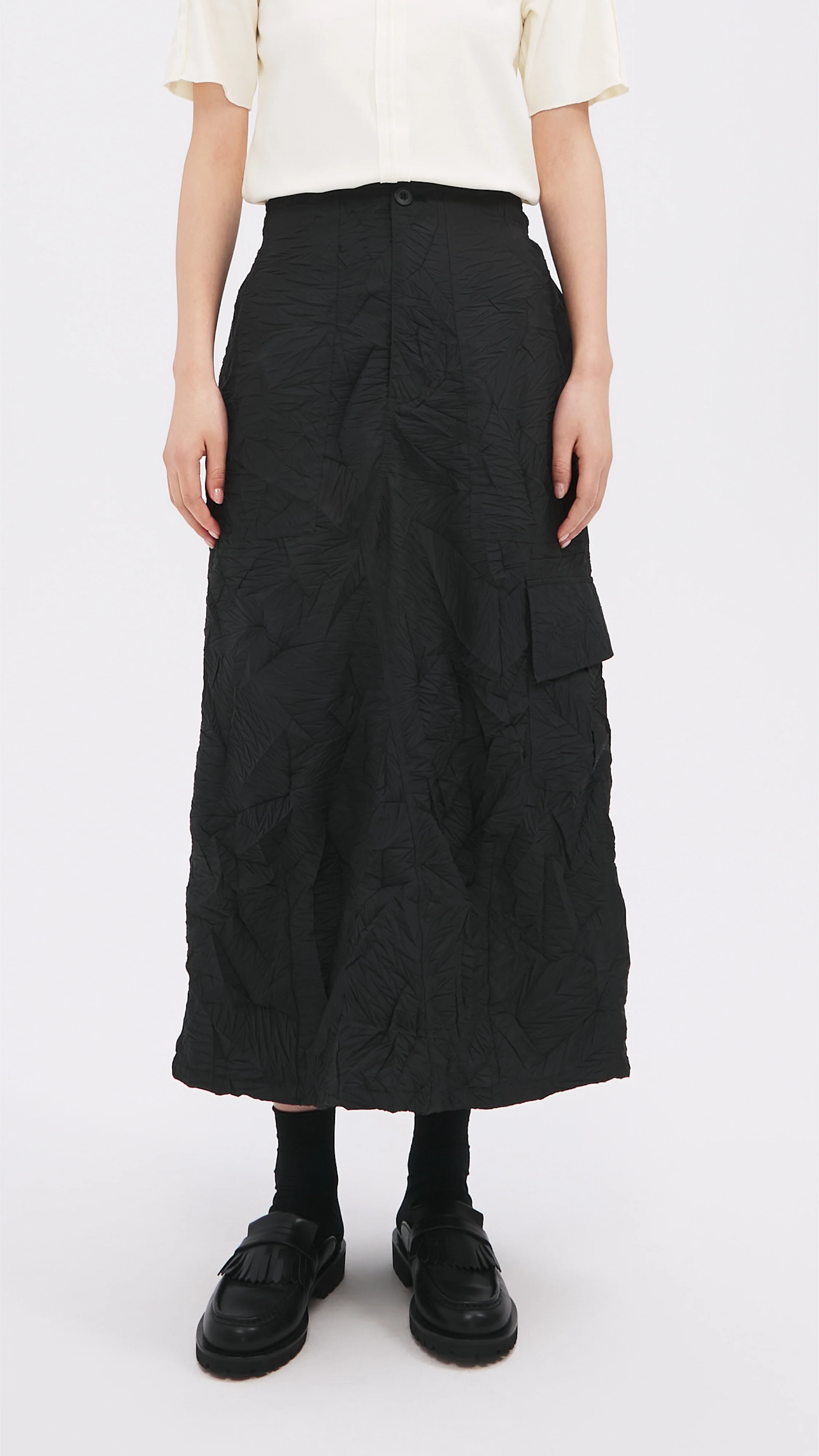 Distort Pleated Military Skirt - Hudung