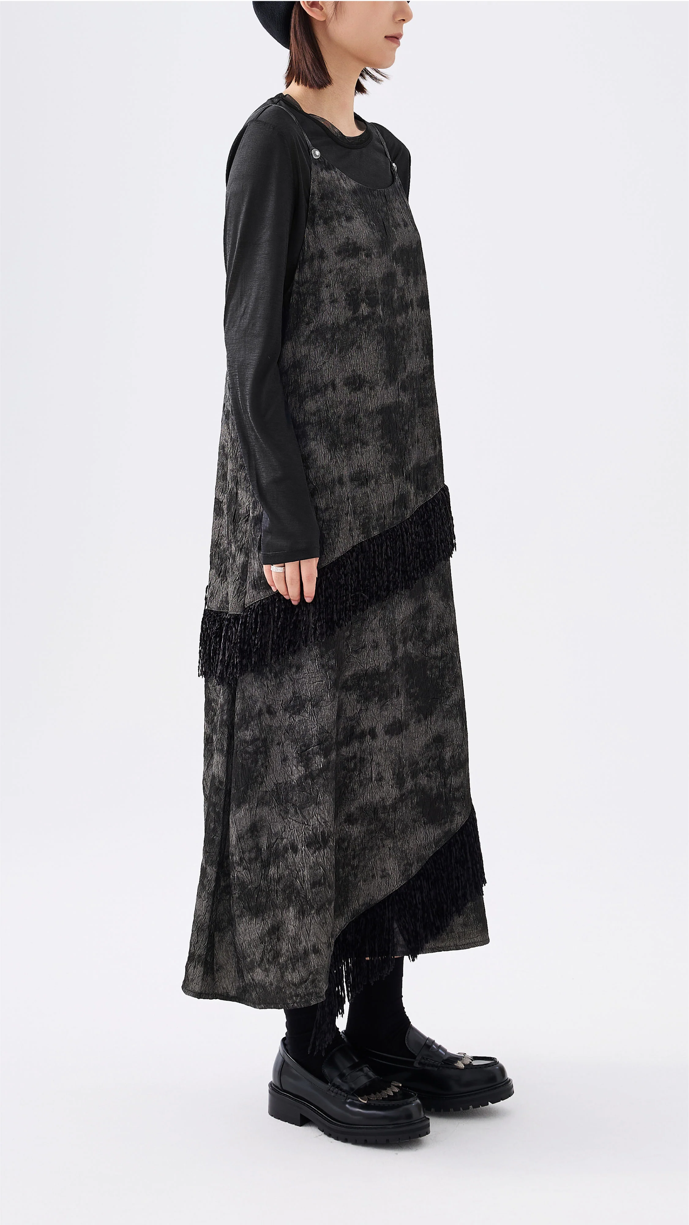 Western Faux Denim Cami Dress - Hudung