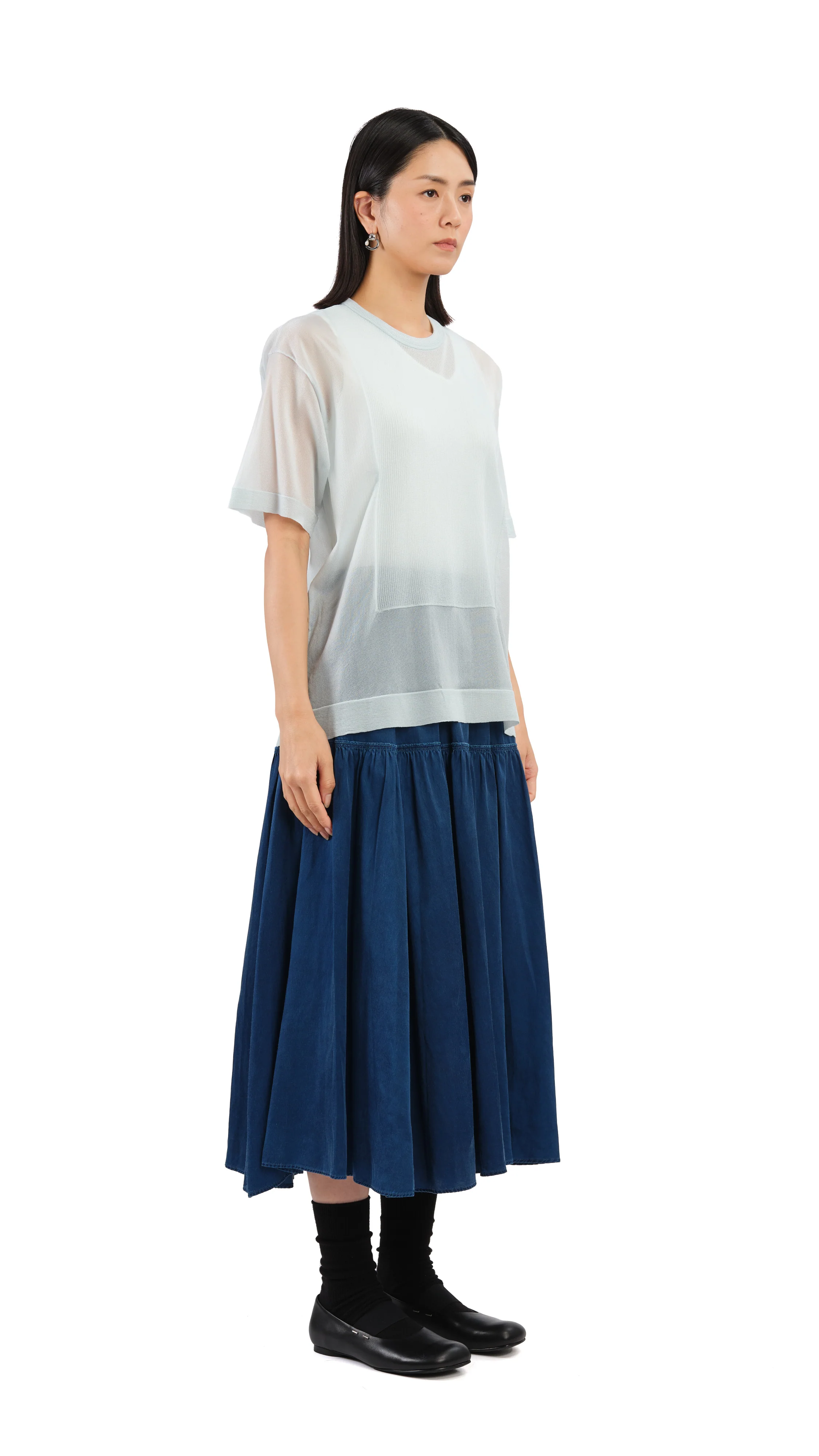 Sheer Knit Tee - Hudung