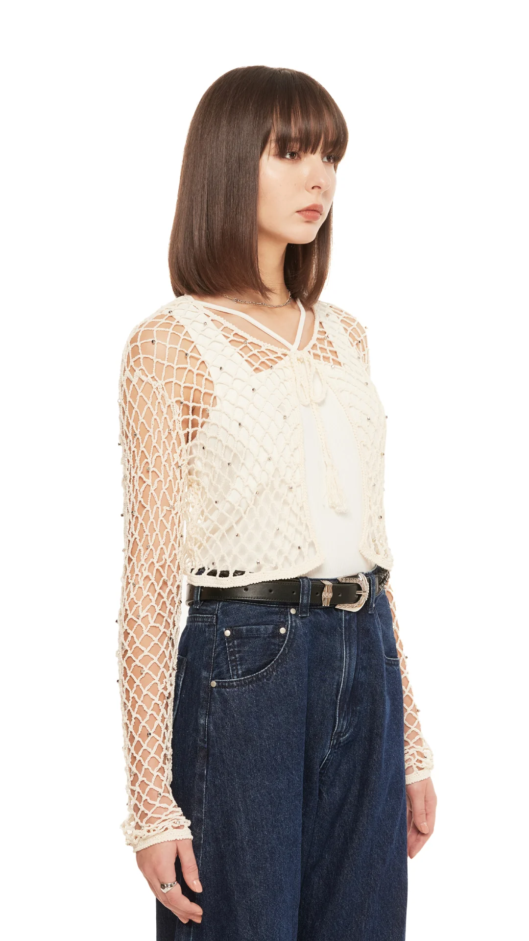 Beaded Crochet Cardigan - Hudung