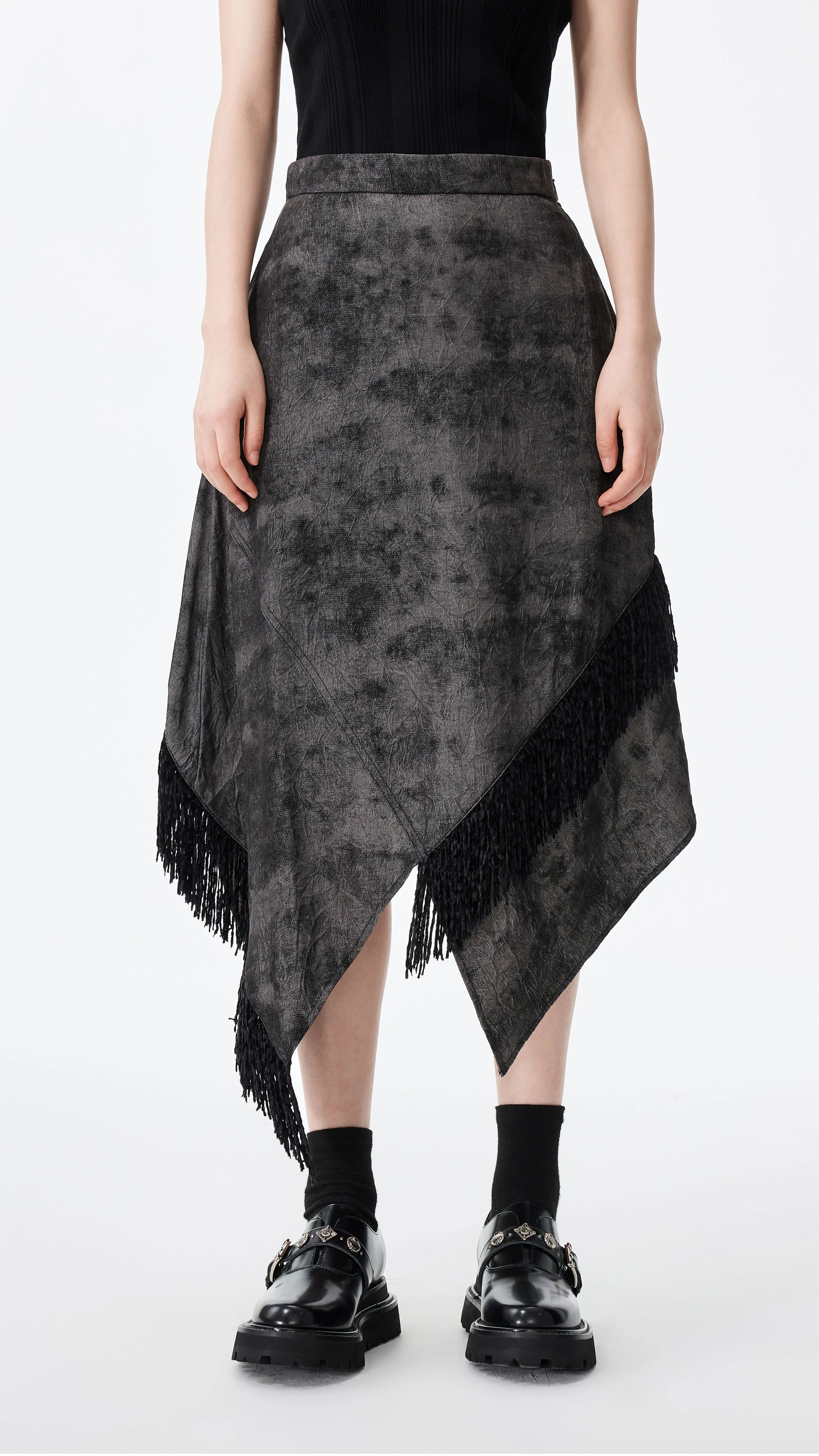 Western Faux Denim Pencil Skirt - Hudung