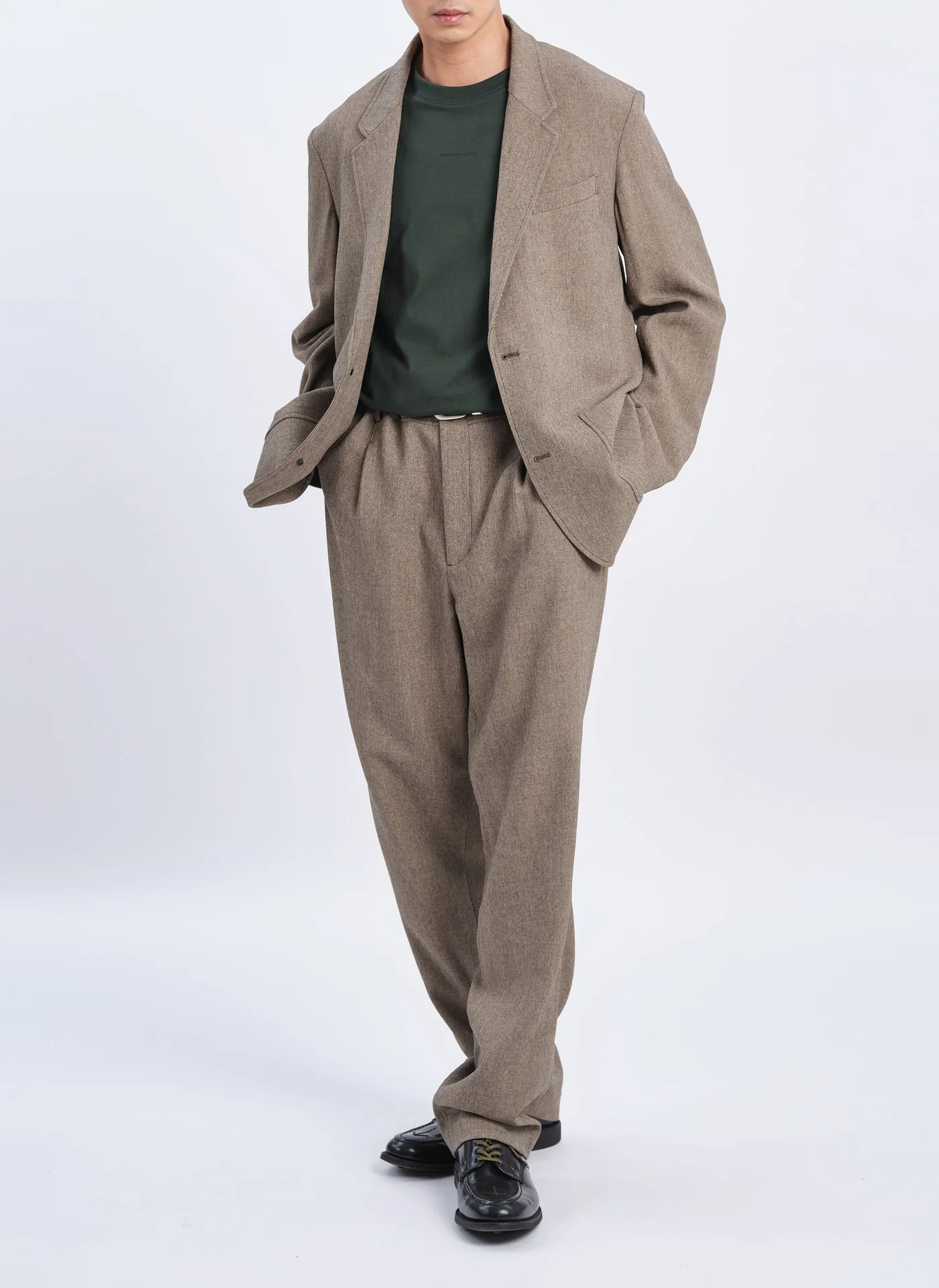 Naturemier Melange Polyester Soft Single Breasted Blazer - Hudung