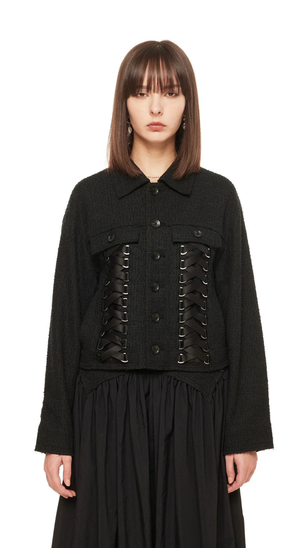 Tweed Lace-Up Jacket - Hudung