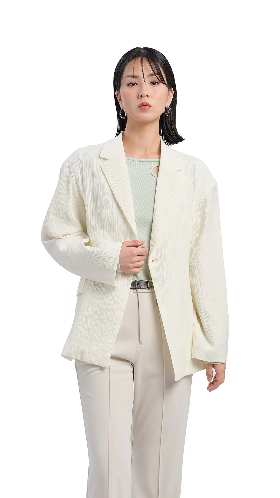 Single Breasted Slim Cut Blazer - Hudung