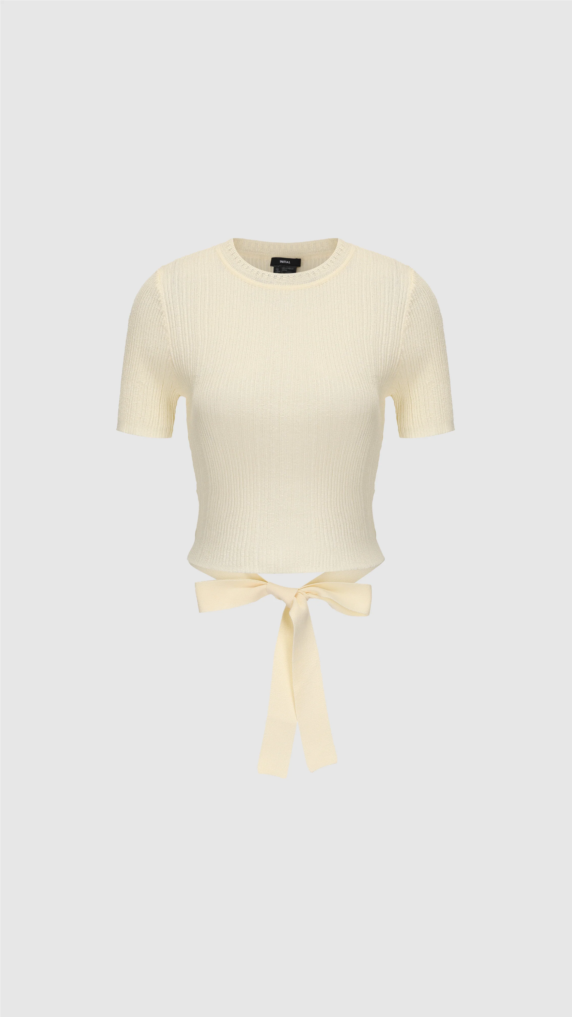 Short Sleeves Tie-Waist Sweater - Hudung