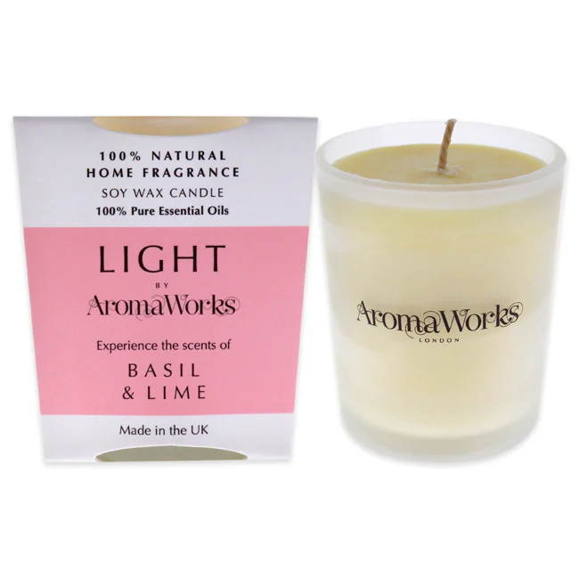 Aromaworks Light Candle Small - Basil and Lime by Aromaworks for Unisex - 2.65 oz Candle - Hudung