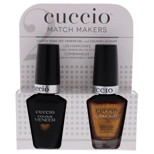 Match Makers Set - Never Can Say Mumbai by Cuccio Colour for Women - 2 Pc 0.44oz Veneer Soak Of Gel Nail Polish, 0.43oz Colour Nail Polish - Hudung